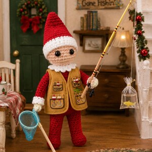 Elf Prop Miniature Fishing Pole Nets Fake Fish Dollhouse Accessory 12" Doll image 2