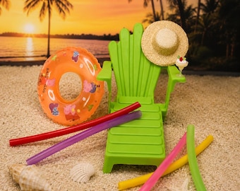 Miniature Adirondack Chair: Beach Dollhouse Accessory & Pool Props