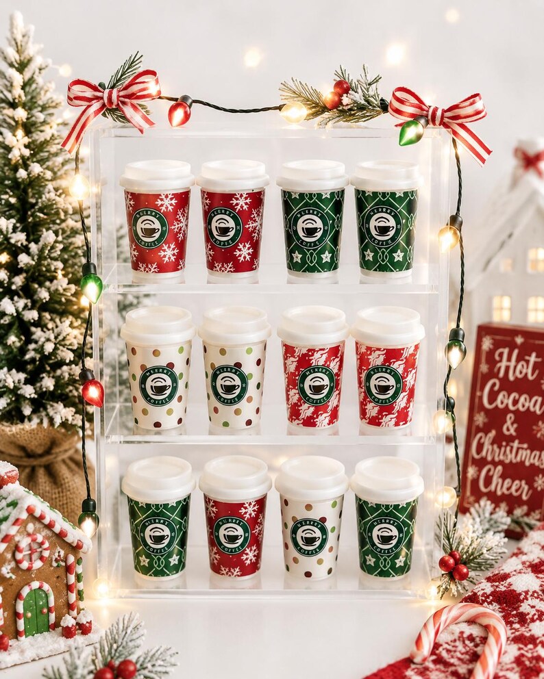 Miniatur Weihnachtskaffeetassen: Puppenhaus Bäckerei Display Zubehör Bild 3