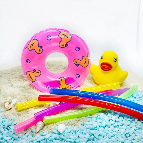 Elf Beach or Pool Noodles Miniature Floats For Dolls Rubber Duck Doll Accessories Mini Pool Toys 12" Dolls