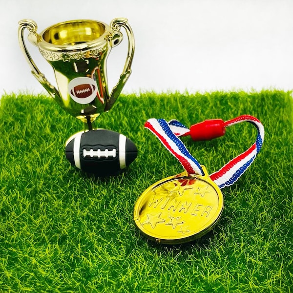 Miniature Trophy For Dolls Football Medals Football Awards 12" Doll Elf Prop Mini Sports Trophies