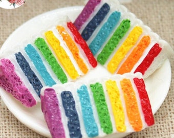 Elf Prop Kawaii Cabochons Mini Rainbow Cake Elf Accessory Dollhouse Food Mini Food