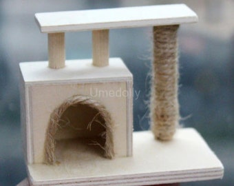 Ifundom Miniatur-Katzenbaum Aus Holz 1:12 - Puppenhaus Zubehör, Deko Für Miniatur-Möbel & Spielwelten