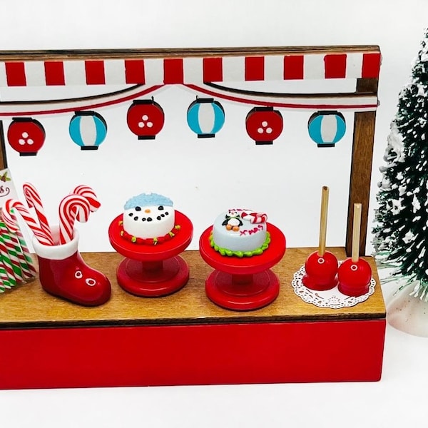 1:12 Dollhouse Christmas Display Miniature Holiday Cakes Miniature Candy Apples Kawaii Christmas Cakes