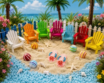 Miniature Wood Adirondack Chair: Fairy Garden Beach Diorama