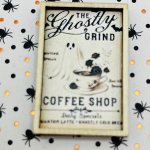 Puppenhaus Halloween Miniaturen: Kuchen, Latte, Terrarium Requisiten Ghost Frame