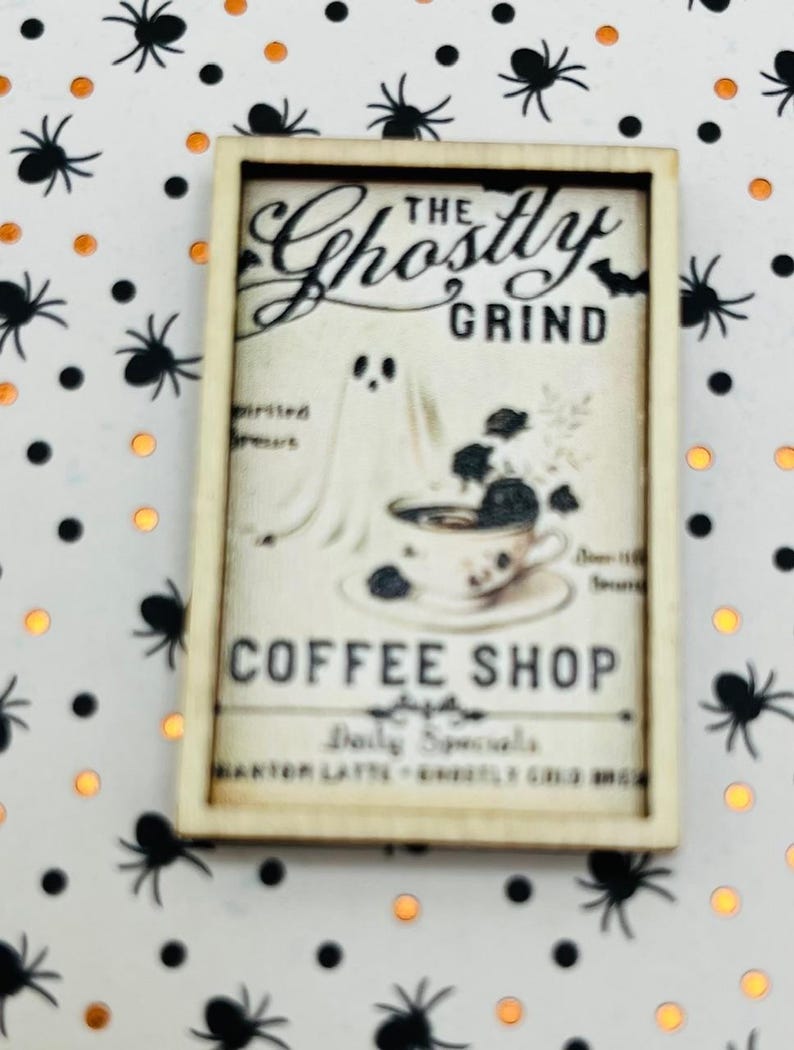 Puppenhaus Halloween Miniaturen: Kuchen, Latte, Terrarium Requisiten Ghost Frame