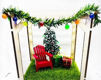Miniature Christmas Garland With Lights Outdoor Dollhouse Accessory Mini Holiday Decorations