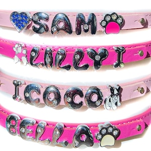 ¡Collar con nombre personalizado para perros! ¡Collar personalizado para mascotas! Letras de diamantes de imitación de 8MM