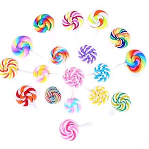 Miniature Lollipop Swirls: Polymer Clay Candy, Dollhouse Deco Toppings