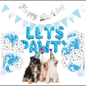 Lets Pawty Dog Cat Animal Birthday Balloons Dog Birthday Party 23 Pc Set