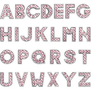 8mm Pink Rhinestone Slider Letters DIY Custom Name Letters Slider Charms