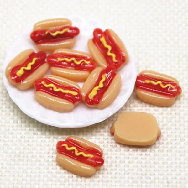 Miniature Hot Dog Flatback Kawaii Resin Food Dollhouse Accessory Miniature Food Cabochons