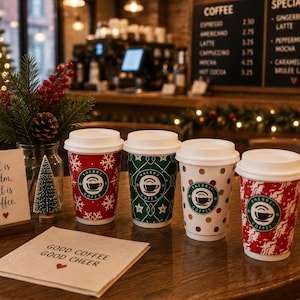 Miniatur Weihnachtskaffeetassen: Puppenhaus Bäckerei Display Zubehör 4 Pc Set-All Styles