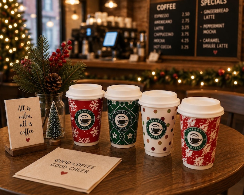 Miniatur Weihnachtskaffeetassen: Puppenhaus Bäckerei Display Zubehör 4 Pc Set-All Styles