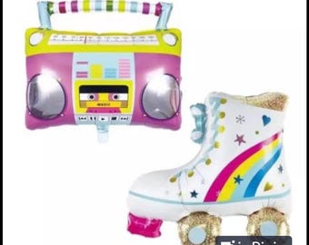 Disco Ball Roller Skate Boom Box Balloons 80&#39;s Party Disco Themed Party  Disco Birthday Party Decorations