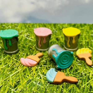 Miniature Dollhouse Paint Cans, Miniature Paint Brush, Elf Prop