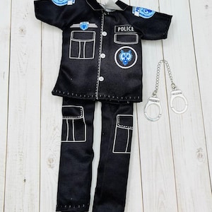 Elf Police Officer Costume, Miniature Handcuffs, Elf Kit, Doll Clothes
