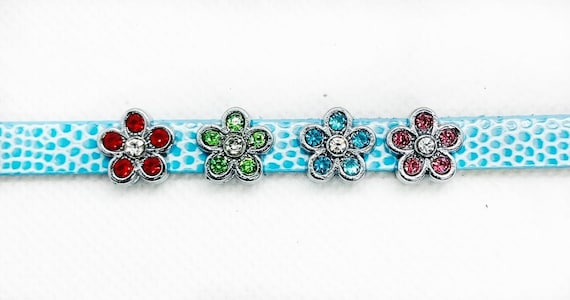 8mm Slide Charms Rhinestone Flower Sliders DIY Custom Charms For Bracelets