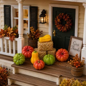 Miniature Pumpkin Set: Dollhouse Halloween and Thanksgiving Decor