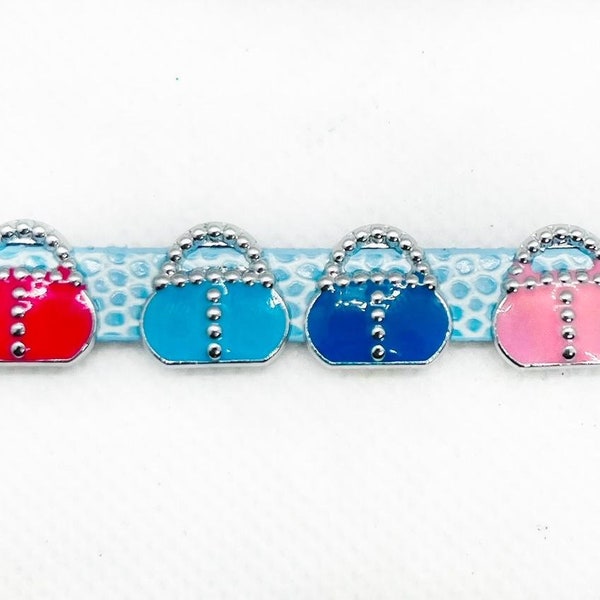 8mm Slide Charms Girls Purse Pocket Book DIY Custom Charms For 8mm Bracelets, Keychains, Bands