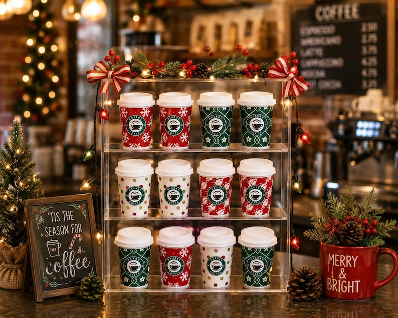Miniatur Weihnachtskaffeetassen: Puppenhaus Bäckerei Display Zubehör Bild 1