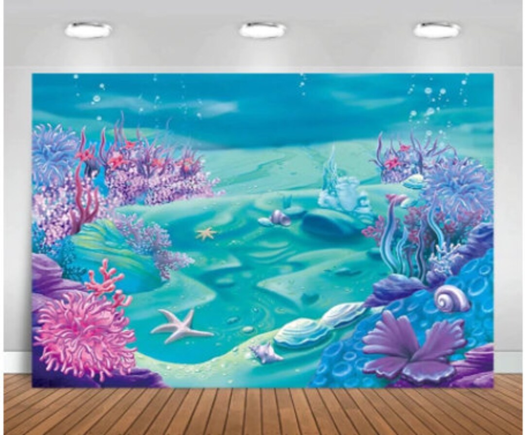 Mermaid Birthday Party Under the Sea Backdrop Mermaid Cup Cake Toppers ...