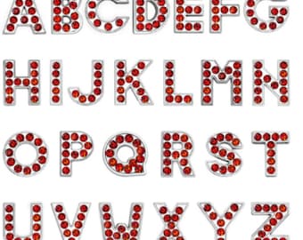 8mm Red Rhinestone Slider Letters DIY Custom Name Letters Slider Charms
