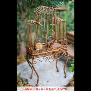 Fairy Garden Metal Birdcage Miniature Birds For Diorama Terrarium