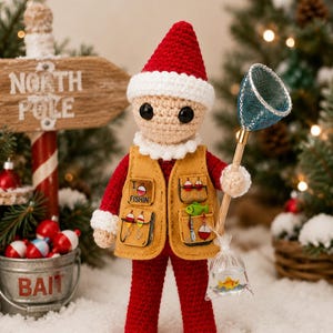 Elf Prop Miniature Fishing Pole Nets Fake Fish Dollhouse Accessory 12" Doll image 4
