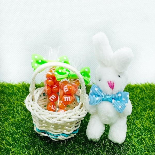 Miniature Easter Basket Elf Prop Dollhouse Accessory Mini Easter Bunny For 12" Dolls Fairy Garden Dioramas