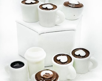 Elf Hot Chocolate, 5 pc Coffee Set, Dollhouse Coffee Cups