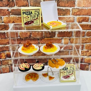 Elf Prop Miniature Pizza Delivery Box Elf Accessory Dollhouse Accessories Food Mini fake Italian Food Display