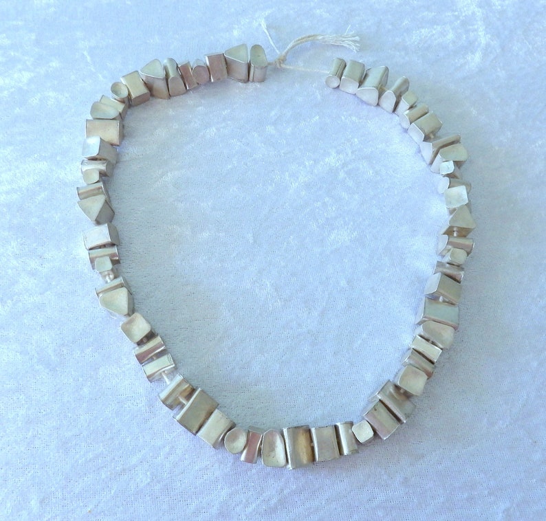 Vintage sterling silver chunky loose bead jewelry making supply lot 3D triangle cube mid century modern necklace bracelet craft 12mm 14mm