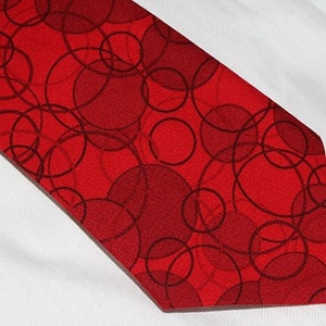 Red Tie, Men's Red Tie, Men's Necktie, Men's Red Necktie, 'Circle of Love'