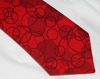 Red Tie, Men's Red Tie, Men's Necktie, Men's Red Necktie, 'Circle of Love'