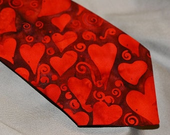Valentine's Tie, Heart Tie, Red Heart Tie, Valentine's Heart Tie, Men's Tie, 'Desirous'