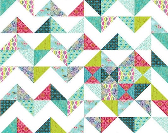 MODERN iHeart Chevrons Quilt Muster PDF Valentinstag 4-Größen 24 "sq bis 60"sq Herz