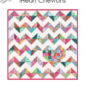 iHeart Chevrons Quilt Pattern PDF Valentine 5 Sizes Heart image 3