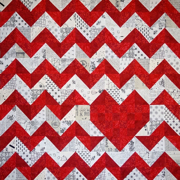 iHeart Chevrons Quilt Pattern PDF Valentine 5 Sizes Heart