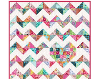 iHeart Chevrons Quilt Pattern PDF Valentine 5 Sizes Heart