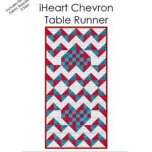 iHeart Chevron Table Runner 3-sizes Valentine