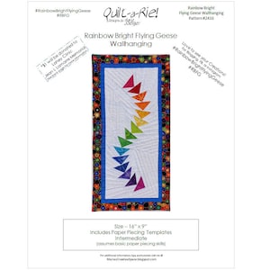 Rainbow Bright Flying Geese Wall Hanging PDF Quilt Pattern image 1