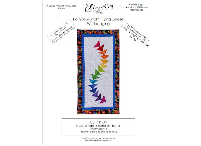 Rainbow Bright Flying Geese Wall Hanging PDF Quilt Pattern image 1