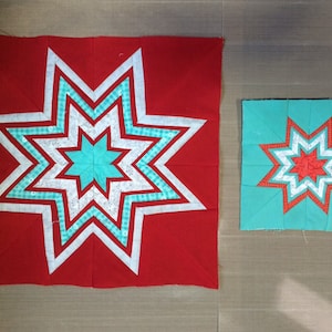 Kaleidoscope Star Pattern PDF 4-Pack 2-each 6&quot; & 12&quot; paper pieced blocks