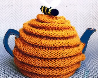 Wzór na robienie na drutach ocieplacza na herbatę w kształcie ula