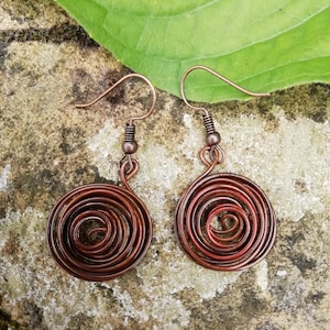 Antique Copper Spiral Earrings