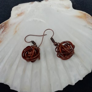 Antique Copper Tumbled Wire Quirky Earrings