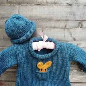 Baby Sweater & Hat Knitting Pattern Beginner Advanced Beginner Toddler Baby Easy Knit 12 months-24 months.