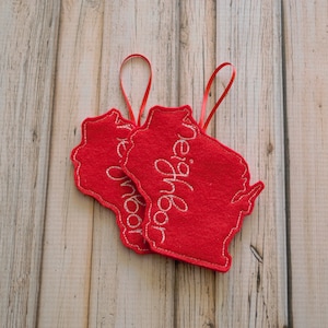 Wisconsin State Nachbar Filz Ornament - bestickt